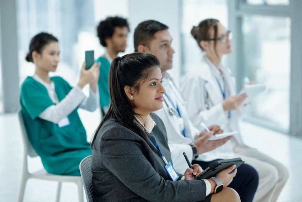 a group of medical professionals in a training